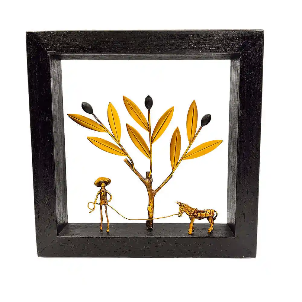 Χειροποίητο Μπρούτζινο Κάδρο “Ο Λιόκαμπος & Ο Γάιδαρος”