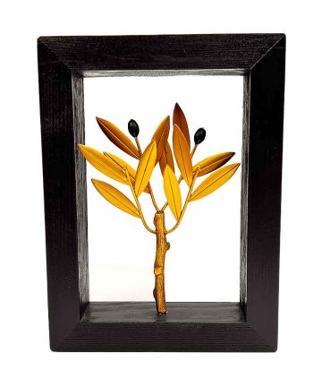 Χειροποίητο Μπρούτζινο Κάδρο “Μονόκλωνο Κλαδί Ελιάς”