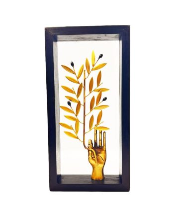 Χειροποίητο Μπρούτζινο Κάδρο “Χέρι με Κλάδο Ελιάς”